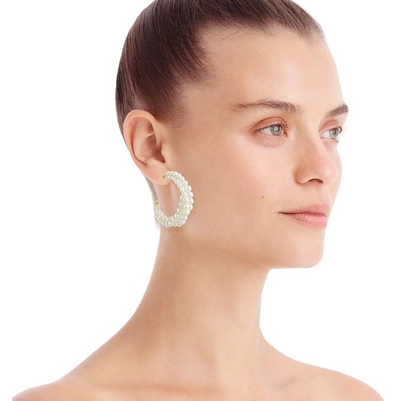 J. Crew Pearl Hoop Earrings - Picture 4 of 4